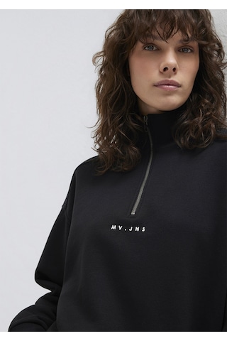 Mavi - Mvjns Nakışlı Yarı Fermuarlı Siyah Sweatshirt 1s10533-900 Siyah