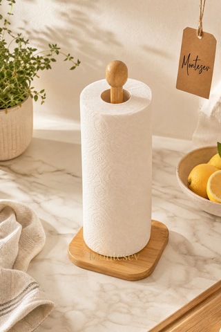 Ahşap Bambu Kağıt Havluluk Ahşap Peçetelik Mutfak Düzenleyici