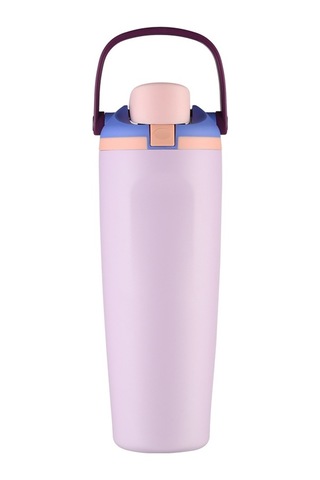 Taşınabilir Zıplama Termos Bardağı, Kilitli Tokalı, Çift İçme Spor Su Bardağı Mor