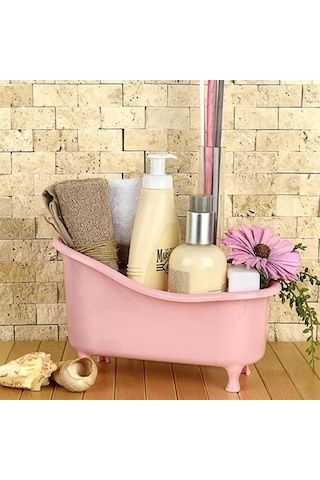 Dekoratif Mini Küvet Şeklinde Çok Amaçlı Banyo Düzenleyici Sepet Beyaz