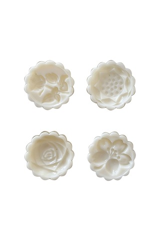 Floral Moon Cake Kalıpları - Narin Ay Kekleri Ve Kurabiyeleri Pişirmek İçin 4 Benzersiz Çiçek Desenli Kurabiye Pulları