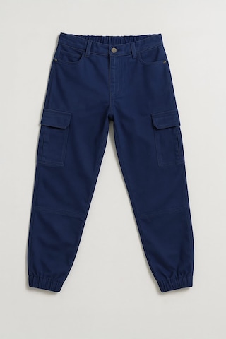 Kadın Kargo Cep Beli Lastikli Slim Fit Lacivert Jean Pantolon Lacivert