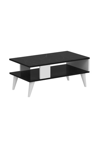 Ayla Orta Sehpa Siyah Mermer-beyaz Siyah Mermer Desen-beyaz