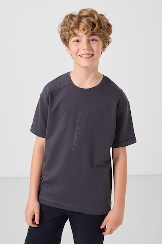 Oversize Fit Baskılı 3lü Paket Antrasit-ekru-taş Erkek Çocuk T-shirt - 11301 Antrasıt-ekru-taş