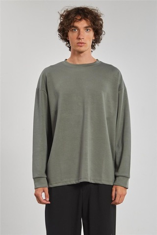 Barrels And Oıl Bisiklet Yaka Erkek Sweatshirt- Açık Haki Açık Haki