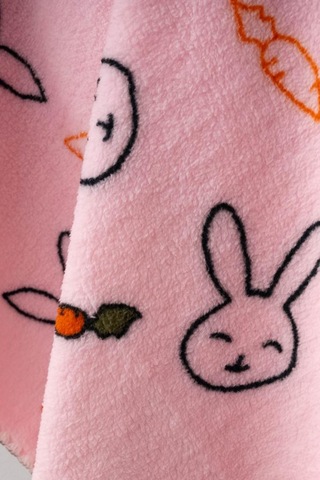 Bebitof Sevimli Tavşan Desenli Peluş Battaniye Bbtf.pmb.95077 Pembe