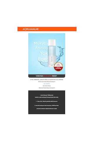 Missha Mineral Lip&Eye Remover Çift Fazlı Hassas Göz&Dudak Makyaj Temizleyici 100 ML - Eau-Marine
