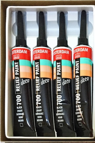 Talens Amsterdam Relıef Paint Siyah Cam Boyası 20Ml Tüp 4 Adet