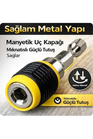 Manyetik Bits Uç Tutucu Hex Manyetik Matkap Ucu Adaptörü 60mm Otomatik Kartelalı