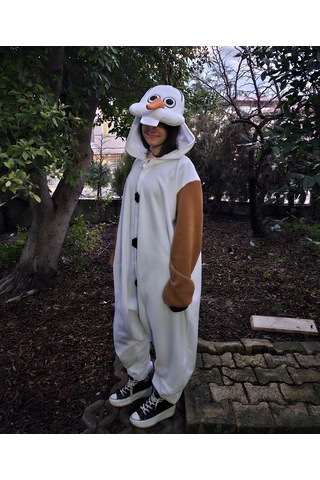Olaf Kostümü Yetişkin Karlar Ülkesi Olaf Pijama Tulum Kostüm