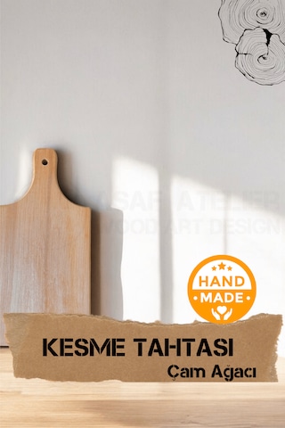 El Yapımı Çam Ağacı Ahşap Kesme Tahtası 32 X 16 Cm