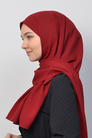 Caz Krep Tesettür Şal-Bordo Bordo