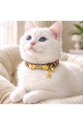Sabit Künyeli İsimli Kedi Tasması, Güvenlik Kilitli Kedi Tasması, İsimli Kedi Tasması Zımbalı Model