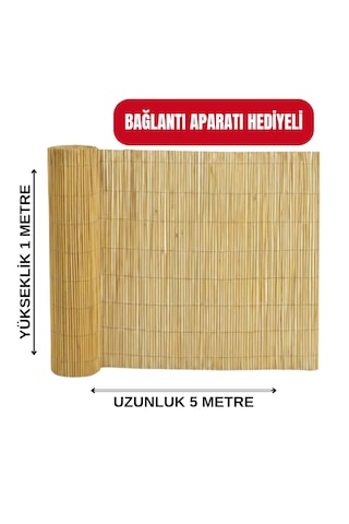 1x5 Metre Kamış Hasır Çit - Bahçe Balkon Gizlilik Örtüsü Güneşlik Ve Rüzgar Kesici