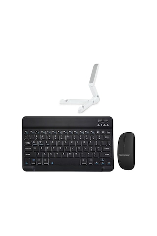 Apple Uyumlu iPad Air 13 2024 Bt Klavye+mouse+sticker+stand Al2755