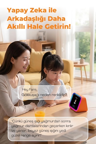 Multifonksiyonel Rgb Aydınlatmalı Yapay Zeka Destekli Eş Zamanlı 21 Dilde Çeviri Yapabilen Alarm Saatli Dijital Fotoğraf Çerçeve Asistan Turuncu