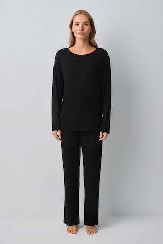 Suwen Comfort Geniş Yaka Pijama Takımı Wsh10510095012 Siyah