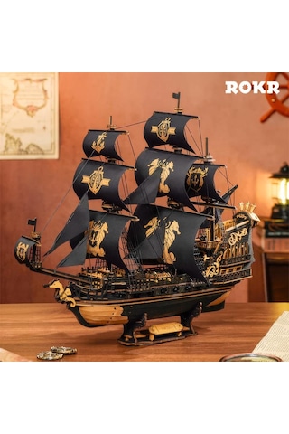 Rokr Mcb02 Yelkenli Gemi The Seahorse Barque Dıy Minyatür Maket Model Seti Ahşap 3d Wooden Puzzle 3d Model Kit Detaylı Dekoratif Hobi Seti Ahşap Maket