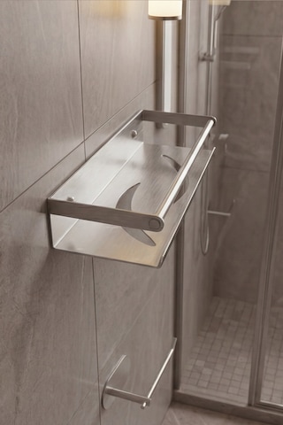 Zift Unique Paslanmaz Çelik Satine İnoks Yapışkan Montaj Banyo Rafı - Tuvalet Kağıdı Askısı Set Inox