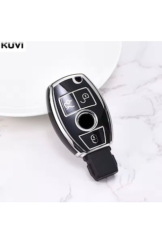 Mercedes C Serisi W204 Siyah-silver Anahtar Kılıfı
