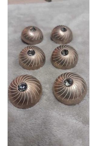 Bakır Bronz Fırçalı Kaplama Taşlı Metal Düğme 34 Boy 24 Mm 6 Adet
