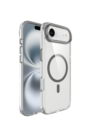 Zore Apple iPhone Uyumlu 17 Air Kılıf M-safe Şarj Özellikli Airbagli Kamera Standlı Zore Azor Kapak - Koyu Gri