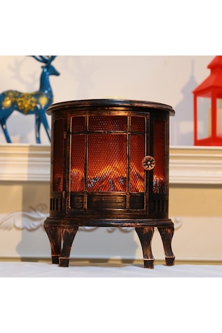 Retro Şömine Fener Noel Dekorasyonu Diğer Beyaz