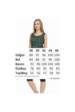 Sıfır Kol Taytlı Yarı Kapalı Mayo 153-508 Haki Haki Yeşili