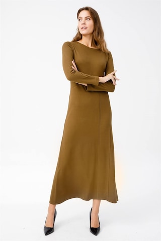 Asimetrik Cıt Cıt Aksesuarlı Elbise Haki Haki