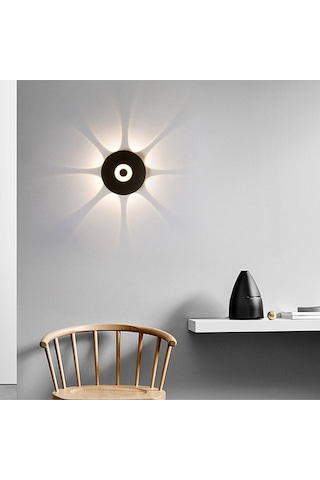 7 Watt Gün Işığı Ledli Yaprak Işık Desenli Dekoratif İç Ve Dış Mekan Aplik, Modern Tasarım Armatür Beyaz - Siyah