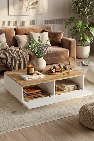 Yurudesign Future Tv Ünitesi Orta Sehpa 2'Li Set Çam-Beyaz FR17-AW