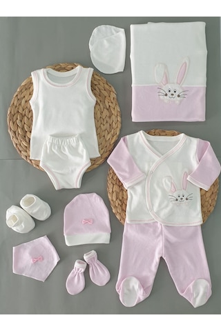 Papyon Baby Kids Petite Ponpon Baby Yenidoğan 0-3 Ay Tavşan Işlemeli Desenli 10 Pa Açık Pembe