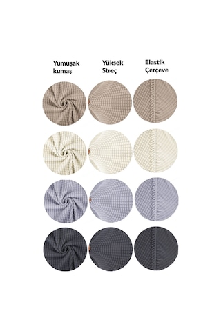 StarMall Yıkanabilir Streç Lastikli Likralı Oval Sandalye Kılıfı - Yuvarlak Sandalye Örtüsü 1 Adet Vizon