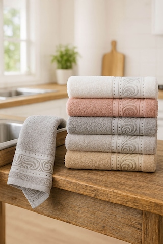 6'lı Mutfak Havlusu Seti 30x50 Cm %100 Pamuklu Derya Çok Renkli