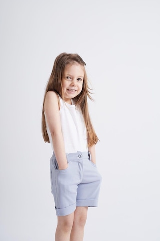Oliventhekid Taşlı Detaylı Kız Çocuk Şort Mavi Mavi