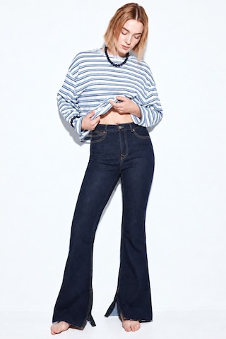 Hiccup H74 Slim Fit İspanyol Paça Jean Koyu Mavi