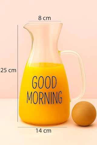 Top Mantar Kapaklı Cam Sürahi - Borosilikat Cam 1500ml Lüks Karaf
