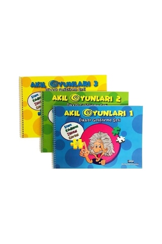 Akıl Oyunları Dikkat Geliştirme Seti - 3 Kitap Takım - Duygu Duraklı Özlü - Gaga Yayınları