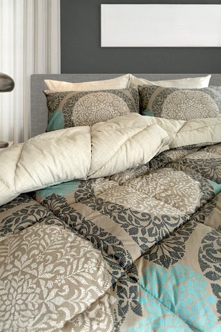 Alla Turca 4 Yastık Kılıflı Çift Taraflı Desenli Uyku Seti-azure Bej
