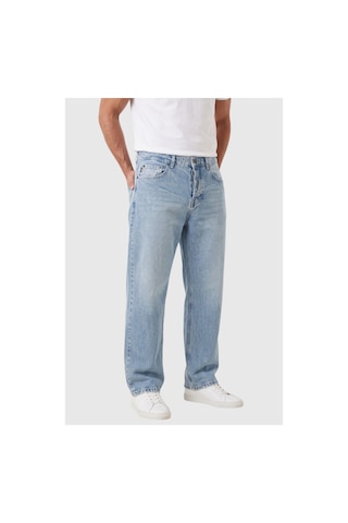 Deepsea Erkek Mavi Yıkamalı Baggy Fit Likralı Bol Kesim Geniş Paça Jean Kot Pantolon 2600061