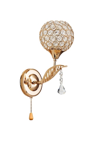 Geeroyoo Metal Kiremitli Kristal Duvar Lambası - E27 Kaynaklı 3 Renkli, Pulsasyon Yok, 110-130v, Zıplayıcı Anahtar, Oturma Odası/yatak Odası Uygun Altın