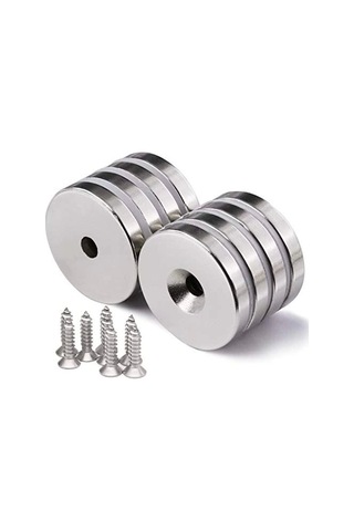 50 Adet 25x10/5x5,5 Mm Neodyum Mıknatıs Havşa Delikli Magnet Vida Atılabilir N35 Nikel Paslanmaz Lisinya