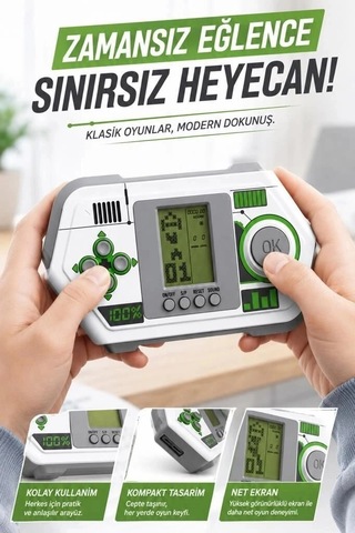 Delux Serisi Torima Oyun Kolu Atari Joystick Tetris Gameboy Gc015 Beyaz Oynama Retro Hobi