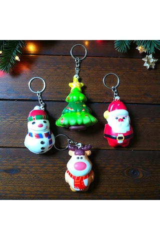 Yüksek Kalite 4 Adet Mini Sukuşi Anahtarlık Noel Baba Yılbaşı Ağacı Kardan Adam Geyik Noel Hediyesi