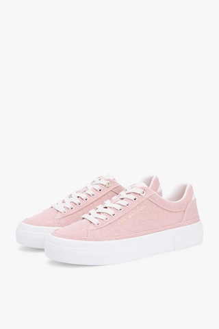 Tommy Hilfiger Th Foxing Platform Washed Canvas Pembe Kadın Sneaker-16270