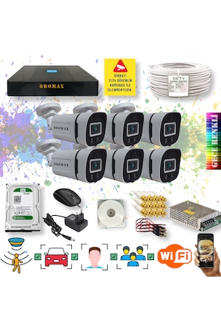 6 Kameralı Gece Renkli Hareket Algılayan Kamera Seti 604w-9008
