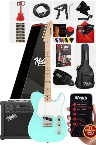 Midex Tlx-50gr-25amp Tele Kasa Maple Klavye 2 Single-coil 25w Amfili Elektro Gitar