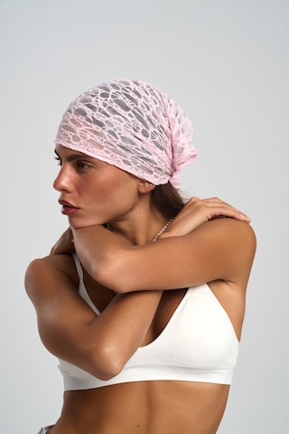 Mai Studios Co. Miray Üçgen Kesim Pembe Dantel Bandana Pembe