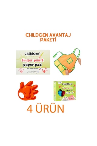 Childgen Yıkanabilir Parmak Boyası-resim Defteri-sulu Boya Paleti-aktivite Önlüğü Boyama Seti Çok Renkli