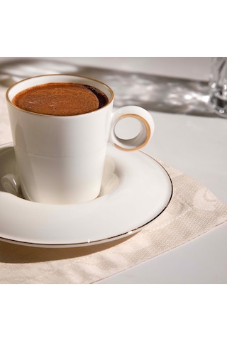 Nehir Hillary 6 Kişilik 12 Parça Porselen Kahve Fincan Takımı